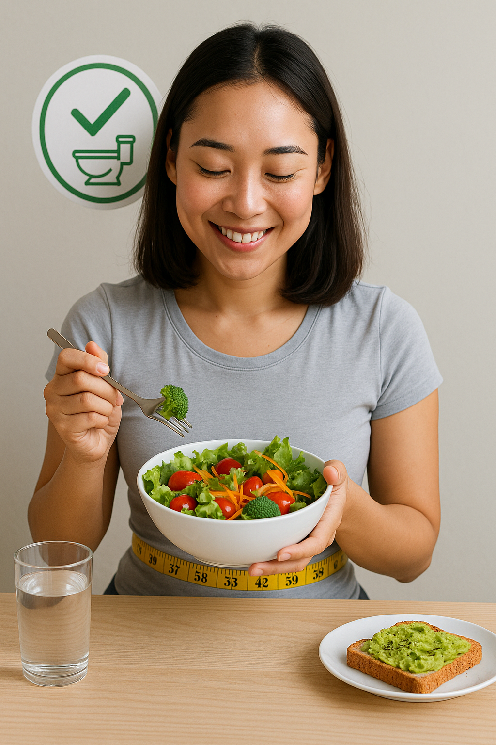 Ilustrasi wanita sedang melakukan program diet dengan menu makan sehat